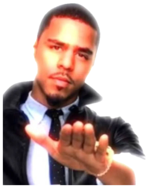 Man in a suit reaching a hand toward the camera with a smooth 'come here' look sticker