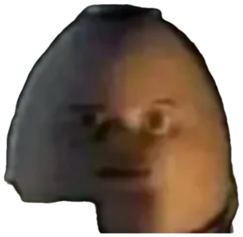 Blurry egg-shaped man with a vacant, unsettling deadpan stare sticker