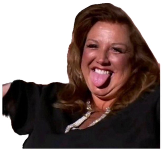 Woman in black sticking her tongue out and cheering with a crowd behind her sticker