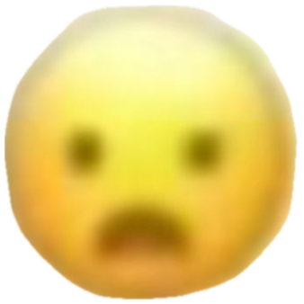 Standard yellow frowny emoji face — blurry and sad, representing the vibe sticker