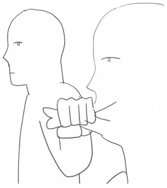 Line-art cartoon of one bald figure punching another in the face from behind sticker