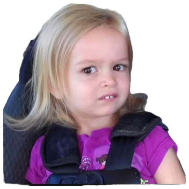 A blonde toddler in a car seat giving a skeptical, unimpressed side glance sticker