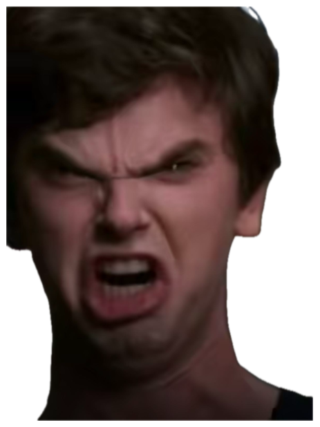 Guy with veins bulging, teeth bared mid-scream in full rage sticker