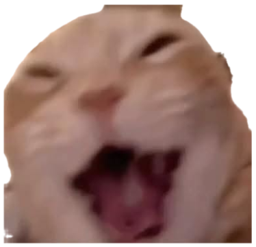 Cream-colored cat yawning with its mouth absolutely wide open in a blurry close-up sticker