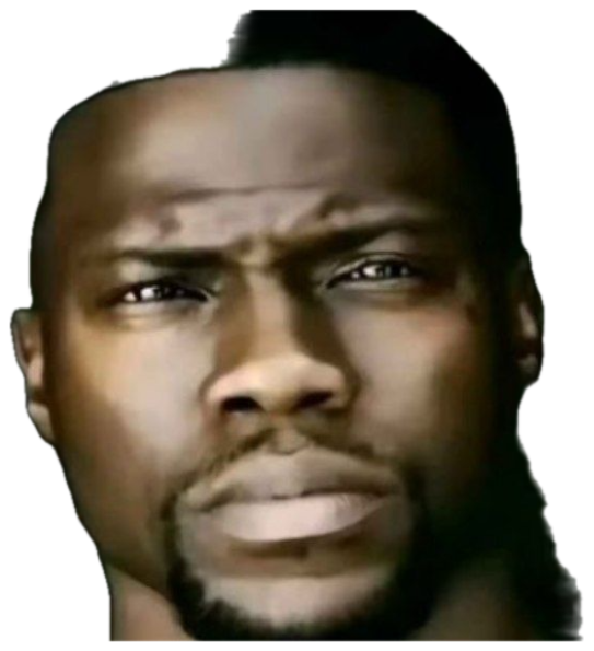 Kevin Hart staring down the camera with a flat, deeply unimpressed glare sticker