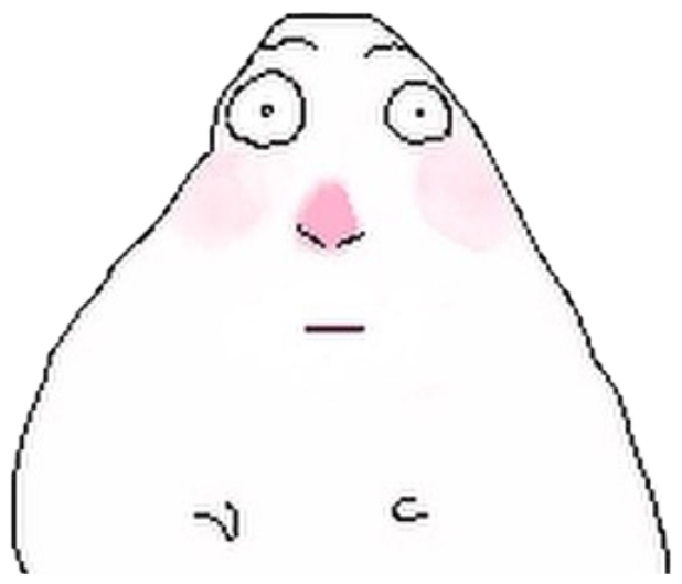 Simple cartoon blob with wide round eyes and flat expression looking startled sticker
