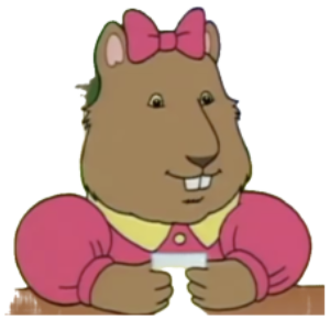 D.W. from Arthur smiling knowingly with a card, looking totally smug sticker