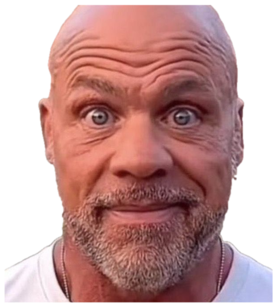 Bald older man with forehead wrinkles and bugged-out eyes staring in total disbelief sticker