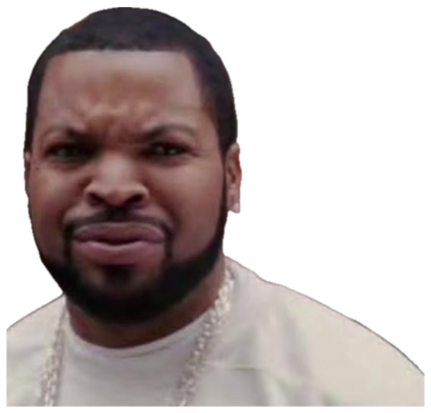 Ice Cube scrunching his face in disgust, thoroughly unimpressed sticker