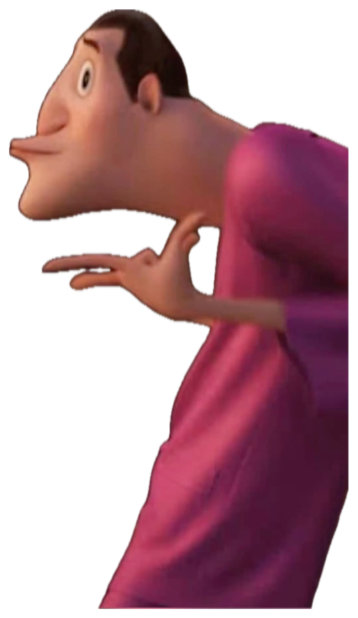 Animated guy in a pink shirt leaning in with a cheeky, smooth expression sticker