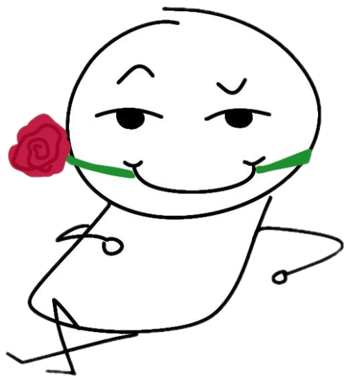 Stick-figure blob holding a rose with hearts floating around, looking very pleased with itself sticker