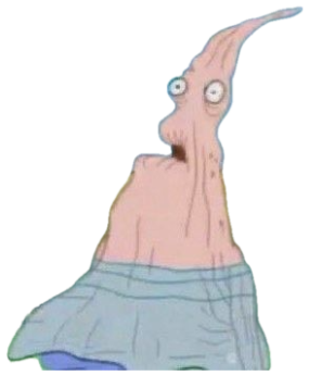 Stretched-out cartoon character on a couch with a horrified open mouth sticker