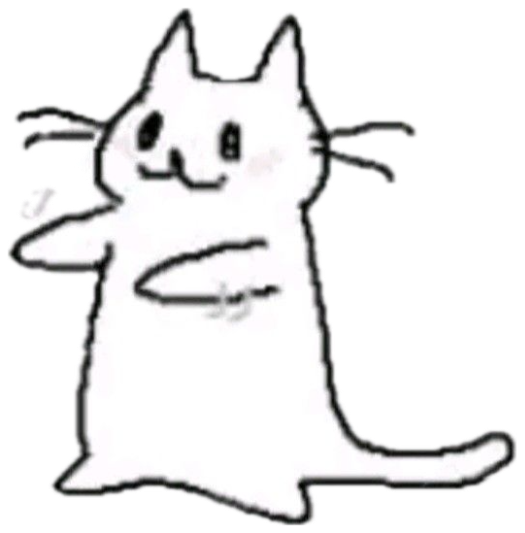 Doodle cat doing the happiness shimmy surrounded by colorful stars sticker