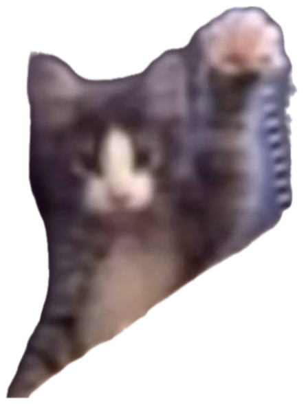 Kitten peeking around a wall raising a paw, captioned 'I have a bomb' sticker