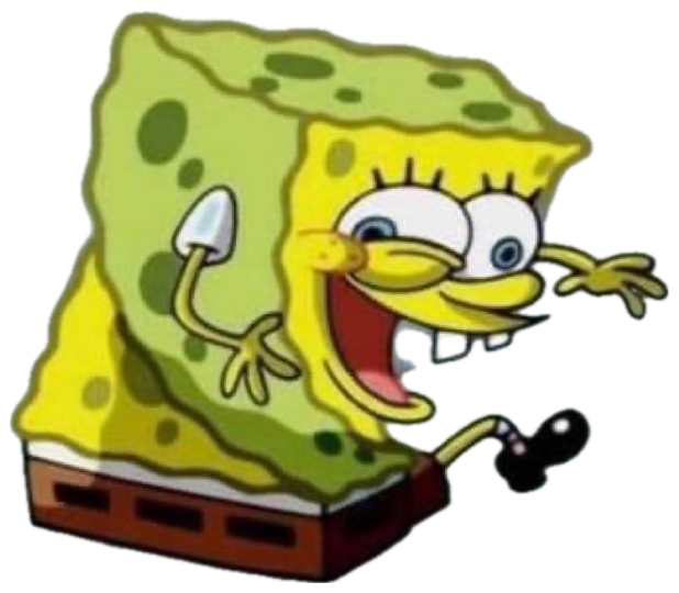 SpongeBob squatting with arms out, mouth flung wide open in excitement sticker