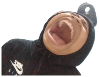 Person tilting head back mouth wide open in a full-volume laugh or scream sticker
