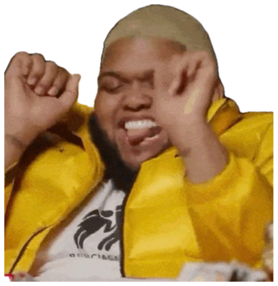 Guy in a yellow jacket clenching his fist and screaming with pure hype sticker