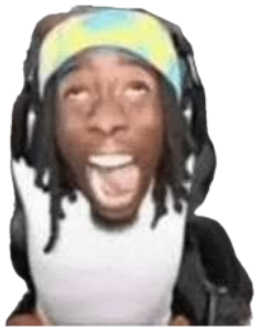 Guy with dreads and a headband screaming with his mouth wide open and eyes rolled back sticker