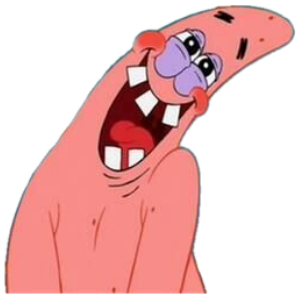 Patrick Star laughing hysterically with his head thrown back and mouth wide open sticker