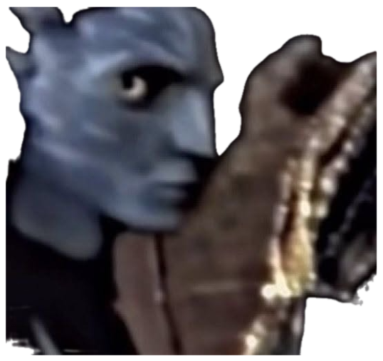 Na'vi character from Avatar glancing sideways with a skeptical, watchful look sticker