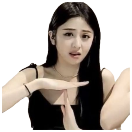 Young woman making a T timeout gesture with a worried, confused expression sticker