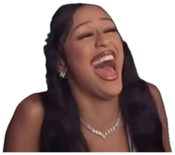 Woman throwing her head back laughing hard with her mouth wide open sticker
