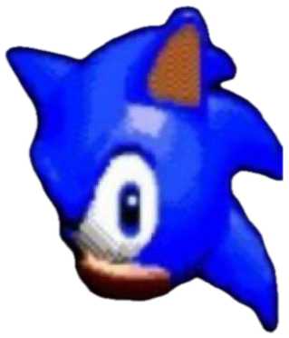 Creepy dark Sonic sprite staring wide-eyed from the shadows sticker