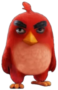 Angry Birds' Red standing scowling, captioned 'this is me btw :3 if u even care' sticker