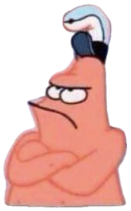Patrick Star on the phone with arms crossed and an annoyed, over-it glare sticker