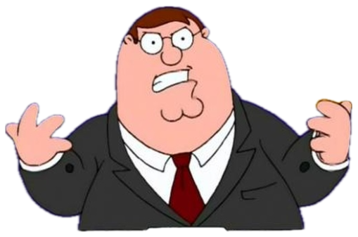 Peter Griffin at a news desk ranting under a sign reading 'What really grinds my gears' sticker