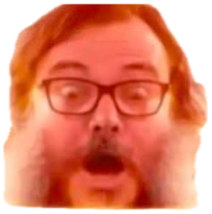 Bearded guy in glasses gasping at a glowing box like it just changed his life sticker