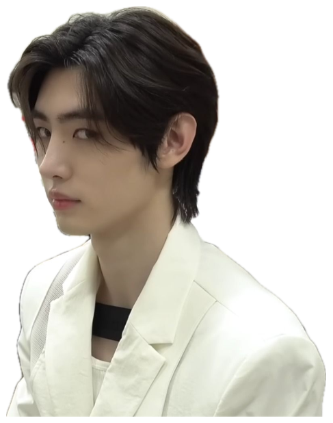 Guy in a white blazer backstage giving a flat sideways glance sticker
