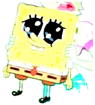 SpongeBob with enormous sparkling black eyes and a wide grin, barely containing his excitement sticker