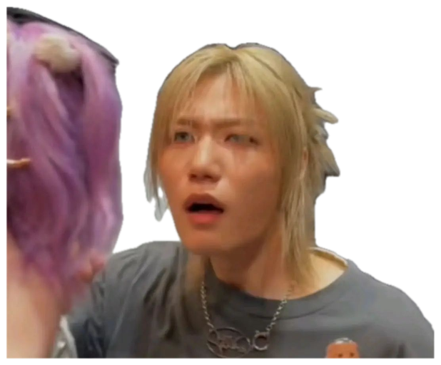 Blond-haired person in an empty arena, mouth open in stunned disbelief sticker