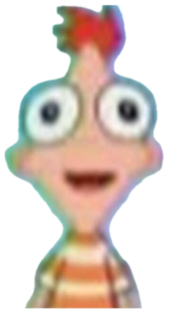 Phineas from Phineas and Ferb staring wide-eyed with an enthusiastic open-mouth grin sticker