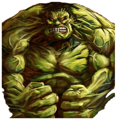 Hulk fan art with glowing red eyes, teeth bared, fists clenched in pure rage sticker
