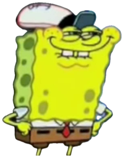 SpongeBob in spy glasses and hat with a wide self-satisfied grin sticker