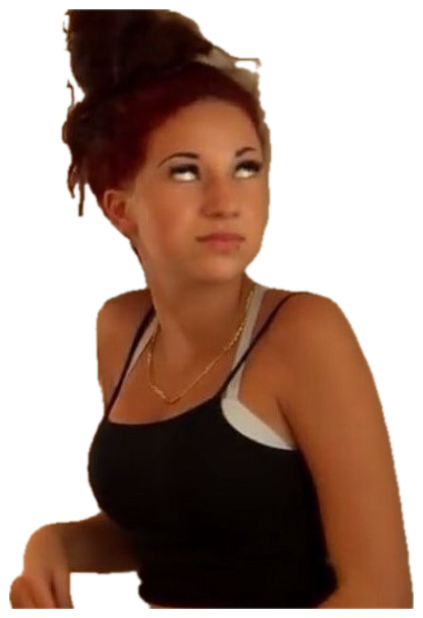 Girl in a doorway rolling her eyes back with an over-it, annoyed look sticker