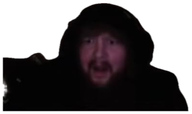 Guy in a hood on a dark webcam, unimpressed with holiday lights behind him sticker
