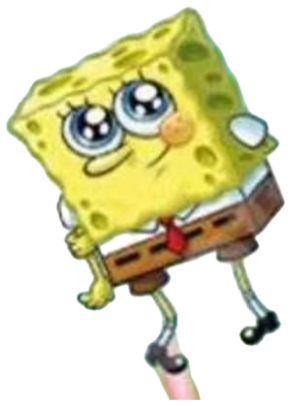 SpongeBob floating happily with big sparkly eyes and blushing cheeks sticker
