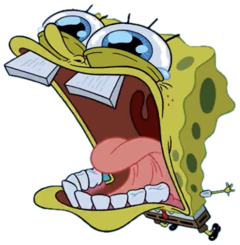 SpongeBob crying and screaming with jaw stretched completely off his face sticker