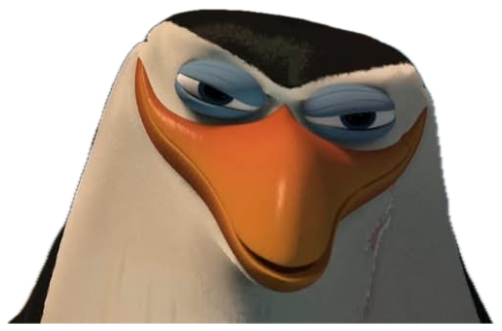 Skipper from Penguins of Madagascar squinting skeptically in a Christmas-decorated room sticker
