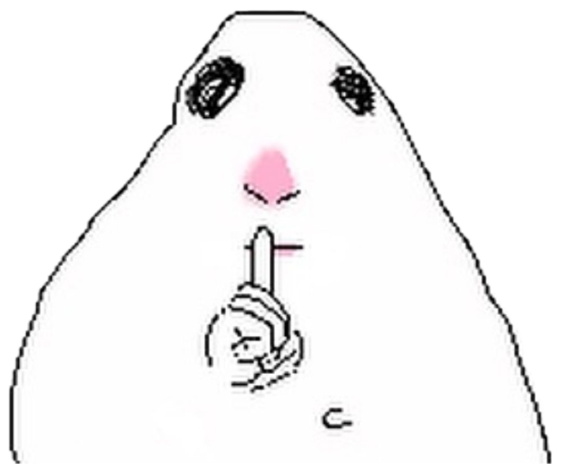 Hamster meme character holding a tiny finger up as if making a quiet but firm point sticker