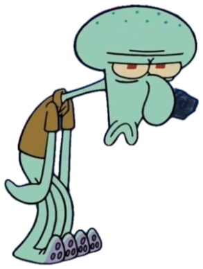 Squidward dangling a limp pair of pants with a totally over-it, half-lidded stare sticker