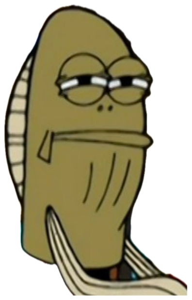 SpongeBob background fish with thick glasses and a completely glazed-over bored stare sticker