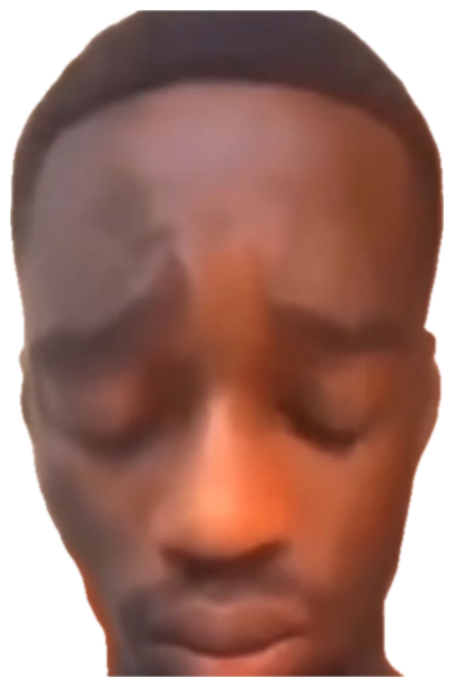 Man with his eyes closed and head lowered looking utterly defeated sticker