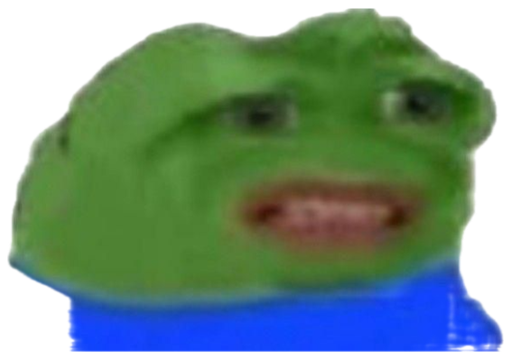 Pepe the Frog looking visibly uncomfortable with a pained grin and droopy eyes sticker
