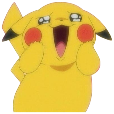 Pikachu with watery happy eyes and red cheeks, overcome with joy sticker