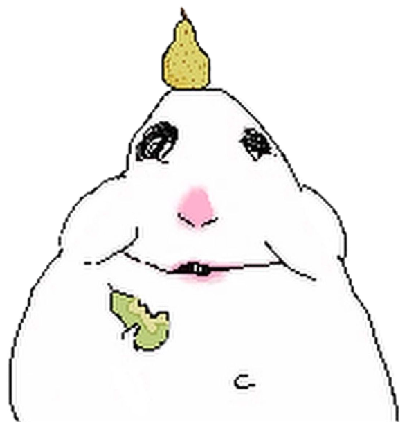 Chubby blob character eating a snack with a smug, self-satisfied look sticker