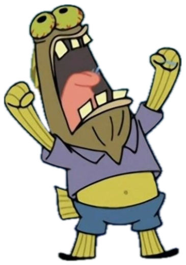 SpongeBob fish character raising fists and screaming with exaggerated open mouth sticker